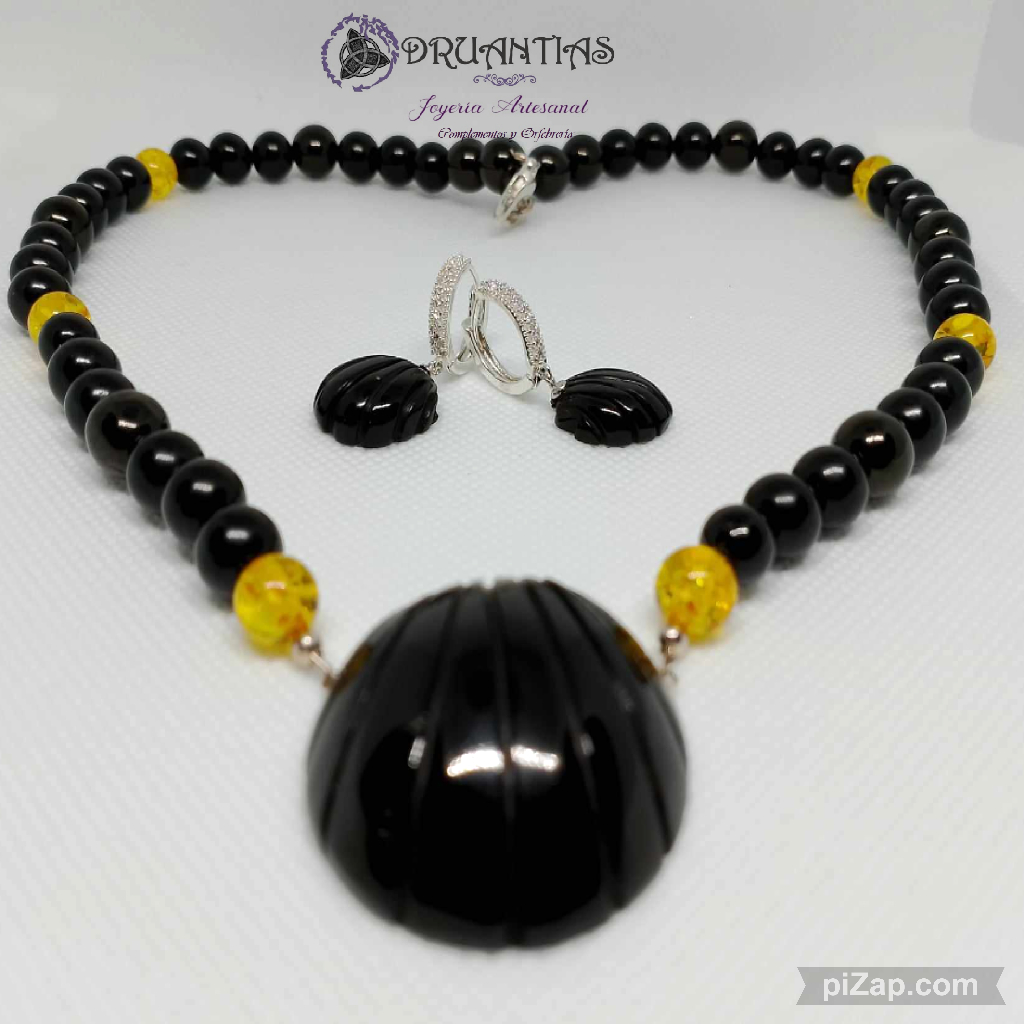 Collar Concha Azabache 925 AZACOLL5