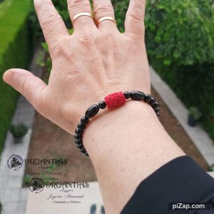 Conjunto Coral/Azabache Plata 925 CONJNADQA1