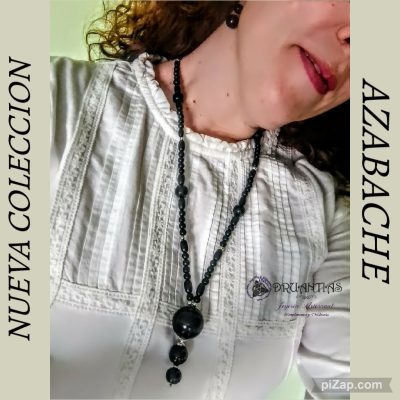 Collar Boho Azabache Plata AZACOLL8