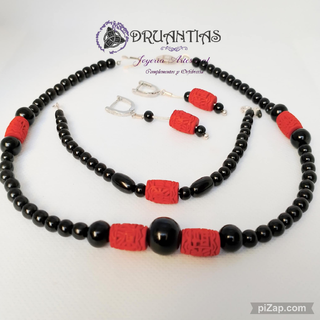 Conjunto Coral/Azabache 925 AZACONJ7